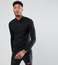 Черная приталенная рубашка из вискозы ASOS TALL - Черный