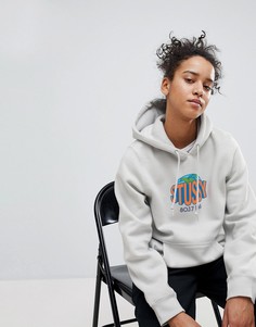 Худи oversize с логотипом Stussy - Серый