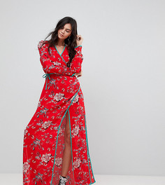 Платье макси с запахом и цветочным принтом Glamorous Tall - Красный