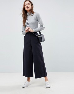 Темно-синие широкие парусиновые брюки ASOS - Синий