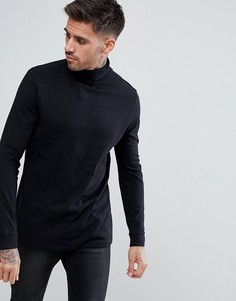 Черный лонгслив с отворачивающимся воротником ASOS - Черный