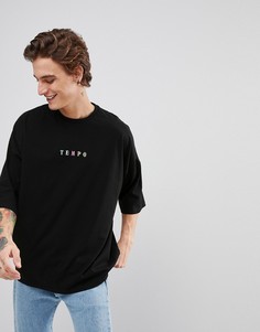 Оверсайз-футболка с вышивкой Tempo ASOS - Черный