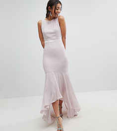 Платье макси с бантом сзади и асимметричным краем TFNC Tall WEDDING - Коричневый