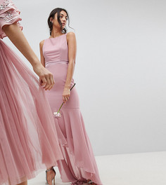Платье макси с бантом сзади и асимметричным краем TFNC Tall WEDDING - Розовый