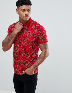 Поло с принтом пейсли ASOS - Красный