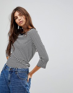 Футболка в полоску с рукавами 3/4 Vero Moda - Белый