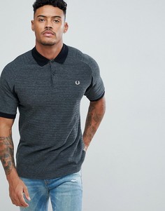 Серая футболка-поло узкого кроя из пике в стиле колор блок Fred Perry - Серый