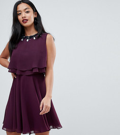 Короткое приталенное платье с 3D-отделкой ASOS PETITE - Фиолетовый