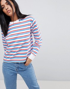 Лонгслив в полоску с круглым вырезом ASOS - Белый