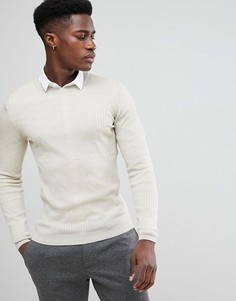 Cеро-желтый джемпер в рубчик с добавлением мериносовой шерсти ASOS - Бежевый