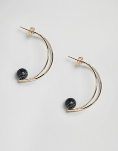 Серьги-кольца с полудрагоценными бусинами ограниченной серии - Золотой Asos