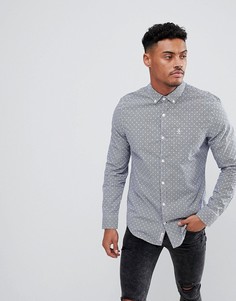 Синяя рубашка узкого кроя в клеточку с воротником на пуговицах Original Penguin - Синий