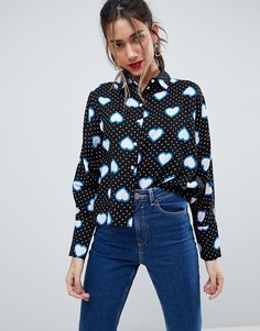Укороченная рубашка с принтом сердец ASOS - Мульти