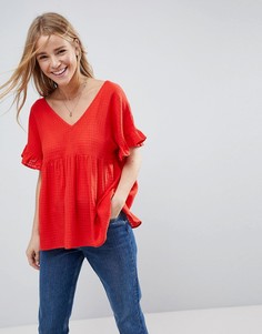 Свободный хлопковый топ в клетку ASOS - Красный