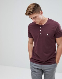 Бордовая футболка хенли с логотипом Abercrombie &amp; Fitch - Красный