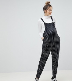 Трикотажный комбинезон в горошек ASOS Maternity - Черный