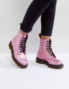 Розовые кожаные ботинки на шнуровке Dr Martens - Розовый