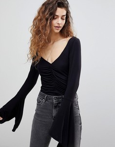 Топ с расклешенными рукавами Free People What A Babe - Черный