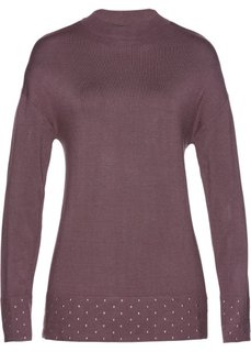 Пуловер со стразами (коричневый) Bonprix