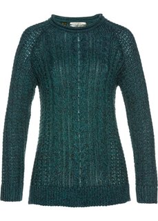 Пуловер с узором косичка (сине-зеленый/синий) Bonprix