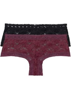 Ажурные трусики-панти (2 шт.) (бордовый + черный) Bonprix