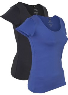 Футболка спортивная с коротким рукавом (2 шт.) (черный/сапфирно-синий) Bonprix