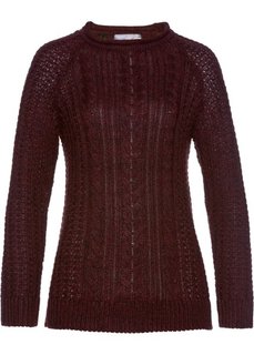 Пуловер с узором косичка (лиловый/черный) Bonprix