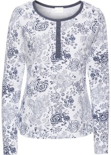Футболка (белый/темно-синий с рисунком) Bonprix