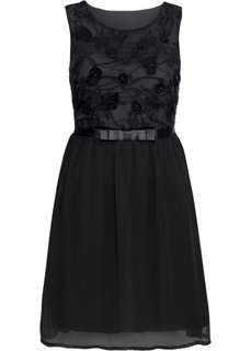 Платье вечернее с кружевной аппликацией, укороченный покрой (черный) Bonprix