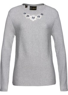 Пуловер со стразами (светло-серый меланж) Bonprix
