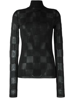 блузка с прозрачной горловиной в клетку MSGM