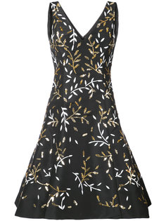 платье с вышитым растительным узором Oscar de la Renta