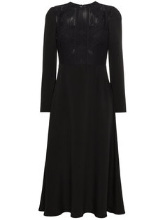 платье с длинными рукавами и кружевной вставкой  Valentino