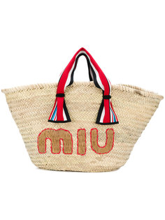 woven beach bag Miu Miu