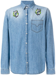 logo patch denim shirt Versus