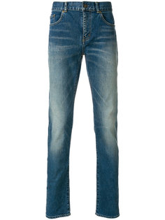 джинсы узкого кроя с выцветшим эффектом Saint Laurent