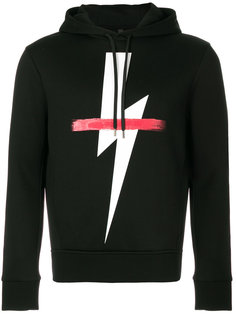 lightning bolt drawstring hoodie Neil Barrett
