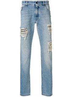 джинсы с рваным эффектом Fendi