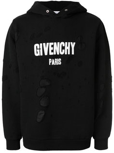 толстовка с принтом-логотипом и потертой отделкой Givenchy