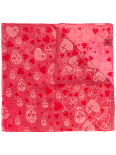 skull and heart print scarf Alexander McQueen
