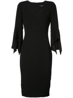 приталенное платье с оборками Badgley Mischka