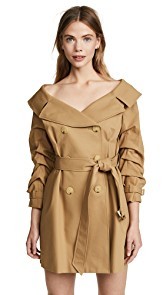 alice + olivia Candace Off Shoulder Trench Coat