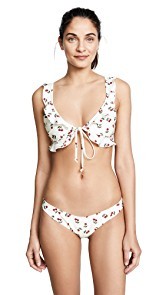 For Love &amp; Lemons Mon Cherry Ruffle Bikini Top
