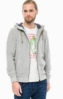 Серая хлопковая толстовка на молнии Tom Tailor