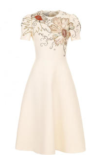 Приталенное платье-миди с декорированным лифом Valentino