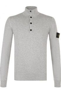 Хлопковый джемпер с воротником-стойкой на пуговицах Stone Island