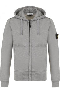 Хлопковая толстовка на молнии с капюшоном Stone Island