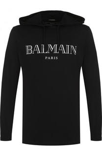 Хлопковое худи с логотипом бренда Balmain