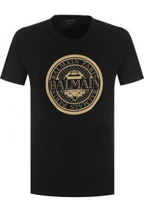 Хлопковая футболка с логотипом бренда Balmain