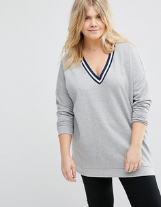 Длинный свитшот с полосатым кантом ASOS CURVE - Серый